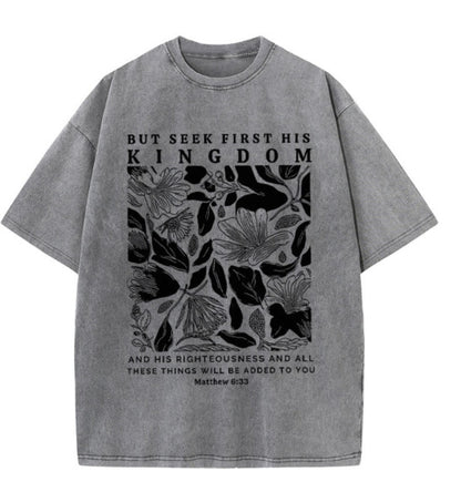 Wash and distressed large-sized pure cotton short-sleeved shirts