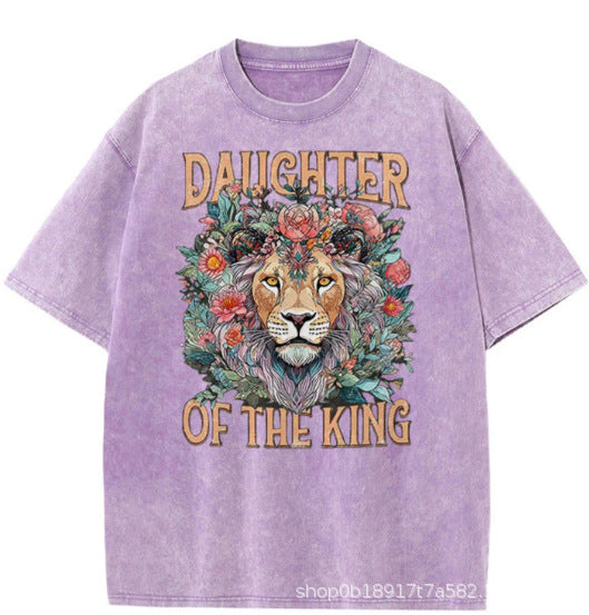 Wash and distressed large-sized pure cotton short-sleeved shirts