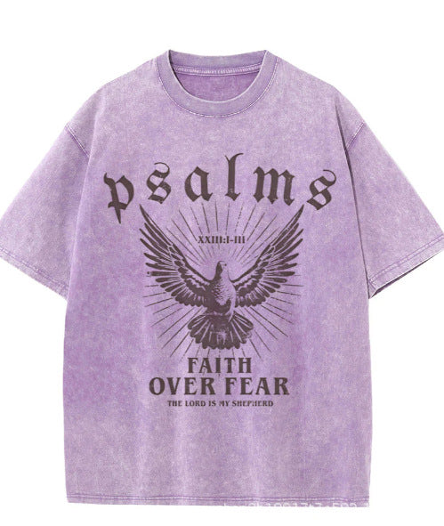 Wash and distressed large-sized pure cotton short-sleeved shirts