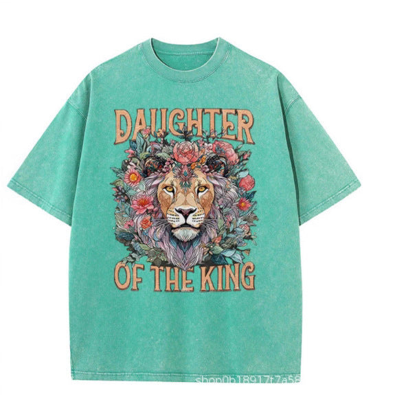 Wash and distressed large-sized pure cotton short-sleeved shirts