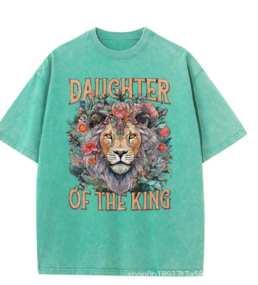 Wash and distressed large-sized pure cotton short-sleeved shirts