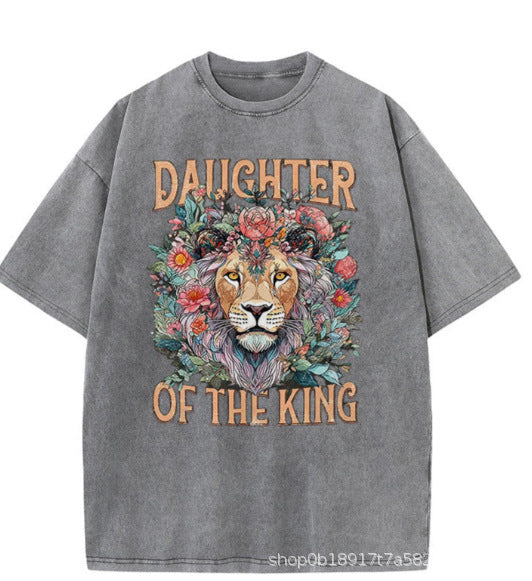 Washed and aged large-sized pure cotton short-sleeved shirt -22