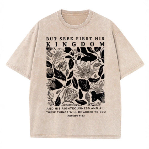 Wash and distressed large-sized pure cotton short-sleeved shirts