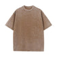Wash and distressed large-sized pure cotton short-sleeved shirts