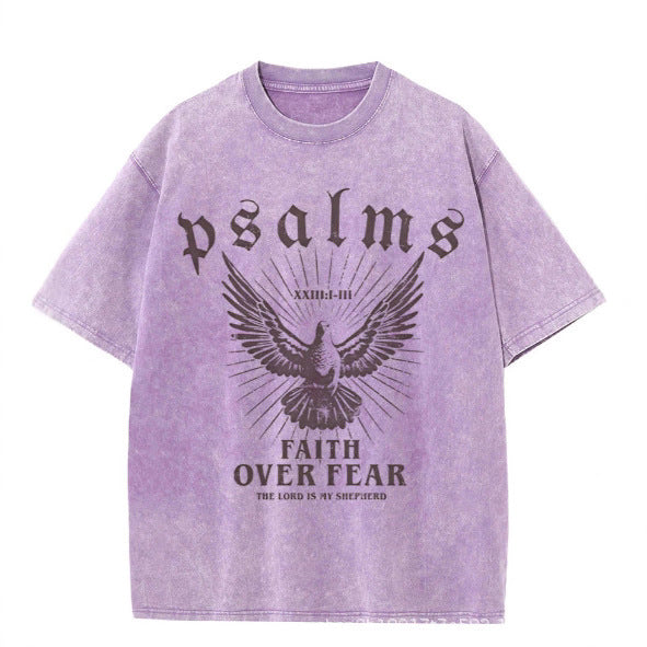 Wash and distressed large-sized pure cotton short-sleeved shirts