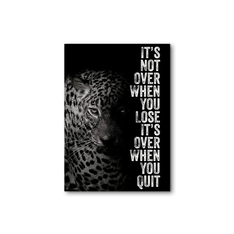 pirational lion frameless decorative painting, black and white canvas hanging painting, pine wood inner frame, printed core