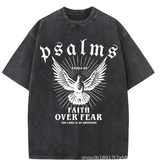 Wash and distressed large-sized pure cotton short-sleeved shirts