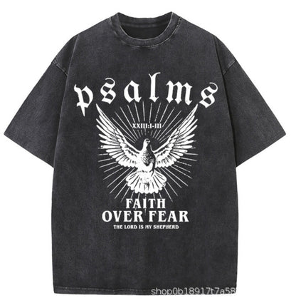 Wash and distressed large-sized pure cotton short-sleeved shirts