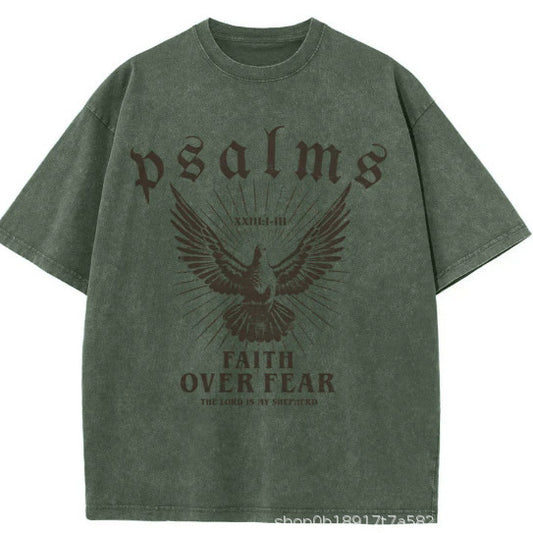 Wash and distressed large-sized pure cotton short-sleeved shirts