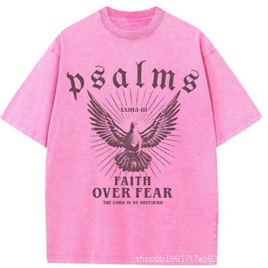 Wash and distressed large-sized pure cotton short-sleeved shirts